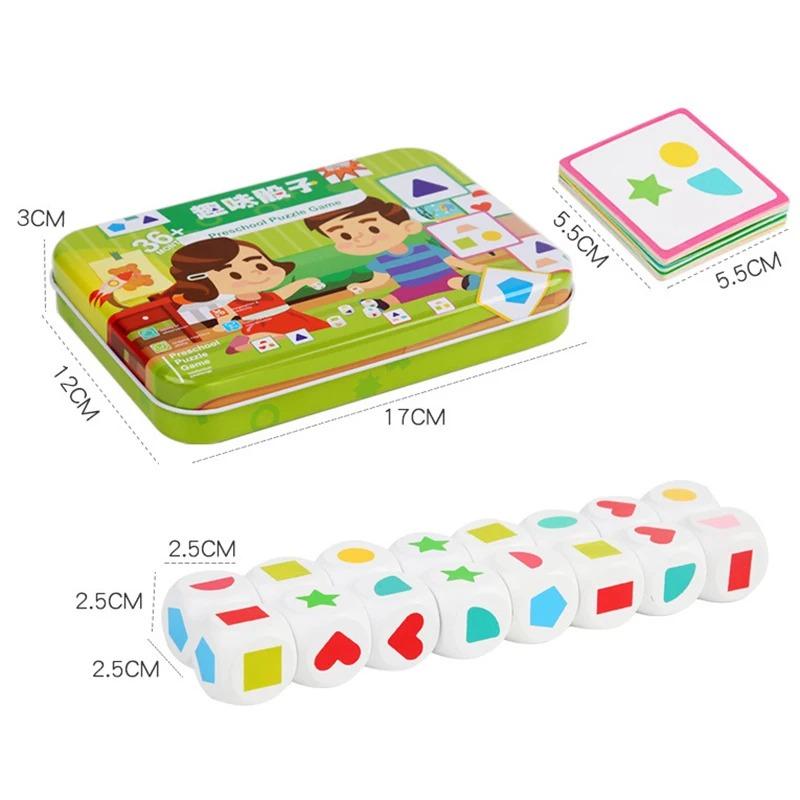 Kids Shape Dice Board Game Montessori Toys Geometric Matching Cards Memory Games Brain Thinking Social Sensory Educational Toys