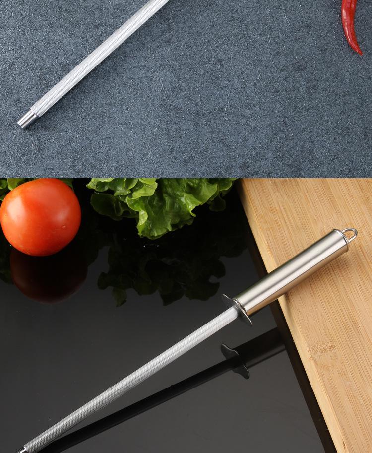 Stainless Steel Knife Sharpening Steel with Handle - Kitchen Tool for Blade Maintenance