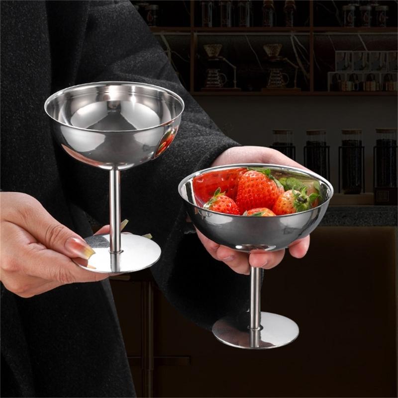 Footed Metal Serving Cup for Fruit Presentation and Party Table Use, Stemmed Bowl Cup for Home Gathering Display
