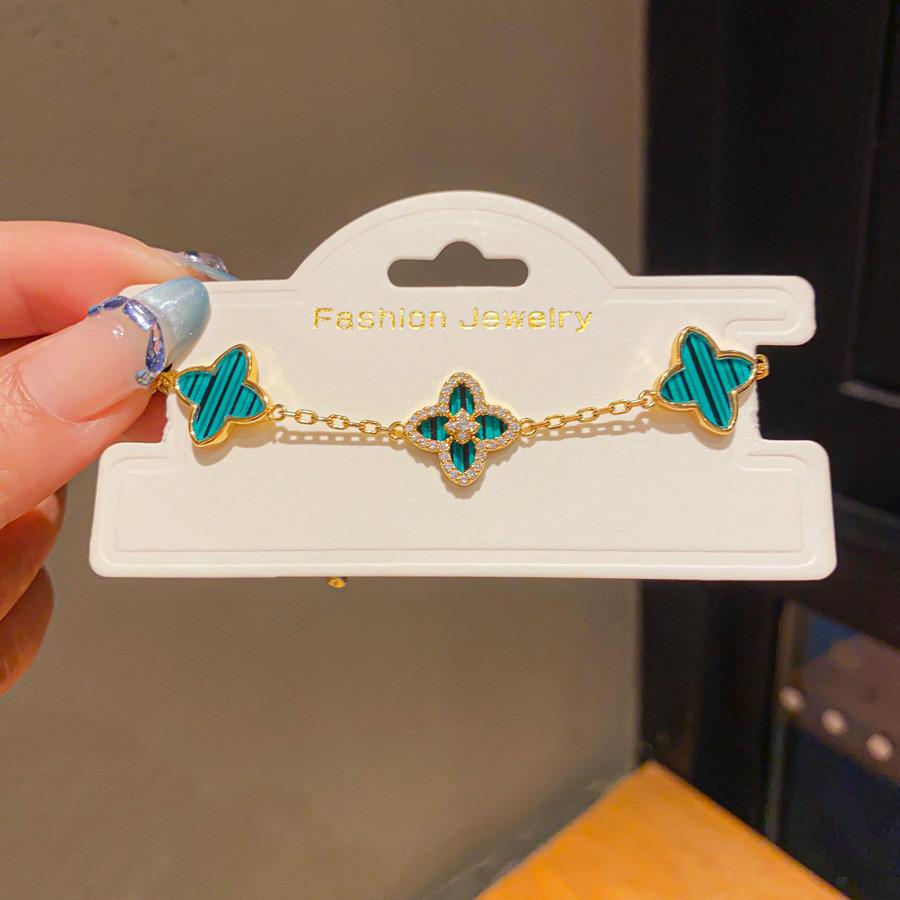 Light Luxury Flower Style Copper Bracelet With Genuine Gold Plating For Women