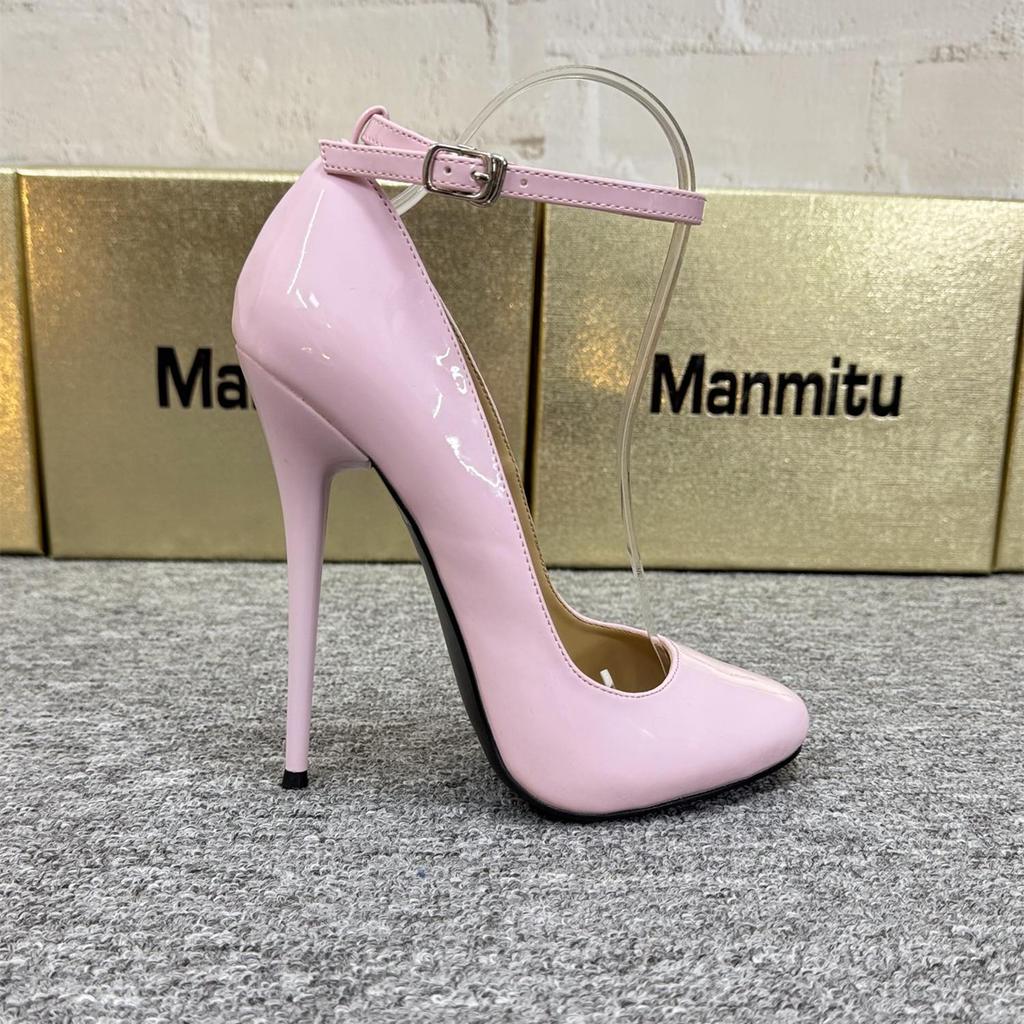 Neuer Ultra-Hochhacken-Rundzehen-Stiletto mit niedrig ausgeschnittenem Einzelriemen für Transvestiten, Übergrößen erhältlich, 14-16 cm Absätze