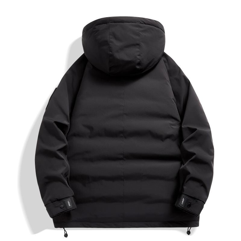 Down jacket men's winter new fashion casual hooded white duck down couple solid color thickened jacket men's clothing
