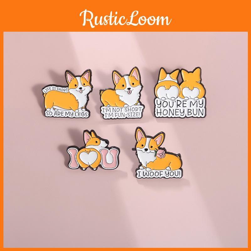 Letter Corgi Delightful Brooch Pin Vibrant Cartoon Design Versatile Accessory Fashion