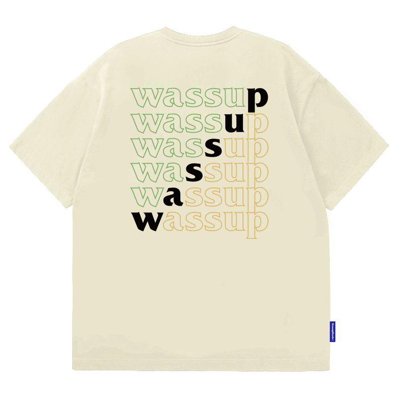 Wassup Heods Short-Sleeve T-Shirt for Men, Trendy Brand, Ins-Style, American Style, Heavyweight Pure Cotton, 2024 New Arrival Clothing