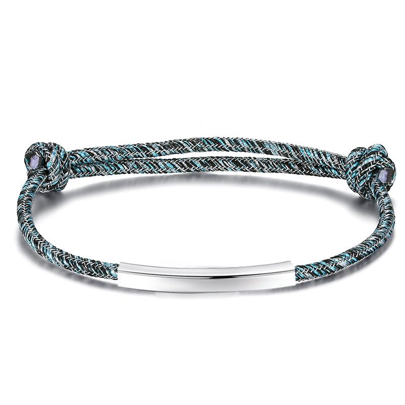 

Браслет из стерлингового серебра 925 пробы, простой плетеный шнурок - Унисекс, корейский стиль, парные украшения, идеальный рождественский подарок 925 Silver