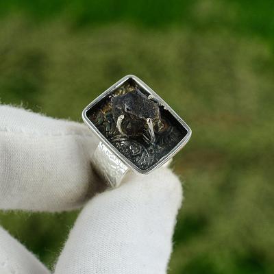 Gift For Her Natural Amethyst Rough Multi Stone Adjustable Ring 925 Silver