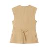 Women's Fashion Style Blended Vest Straight-Leg Pants Linen