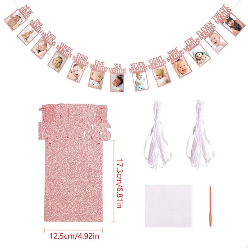 62KD 1st Birthday Photo Banners Decorations for Baby from Newborns To 12 Months