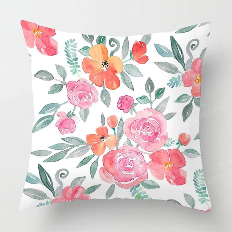 Nordic Fall Home Decor Autumn Throw Pillow Case Sofa Cushion Cover Modern  Plant Green Leaf