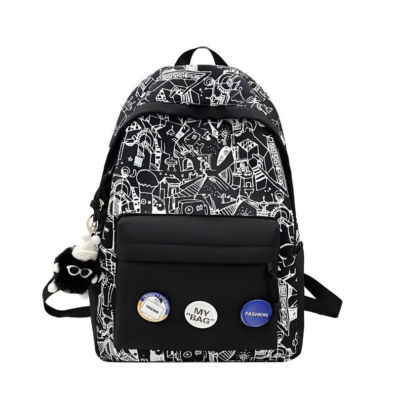 Рюкзак с граффити Женский Японский Ins Универсальный Для старшеклассников Младших Повседневный Большой вместимости Школьная сумка
