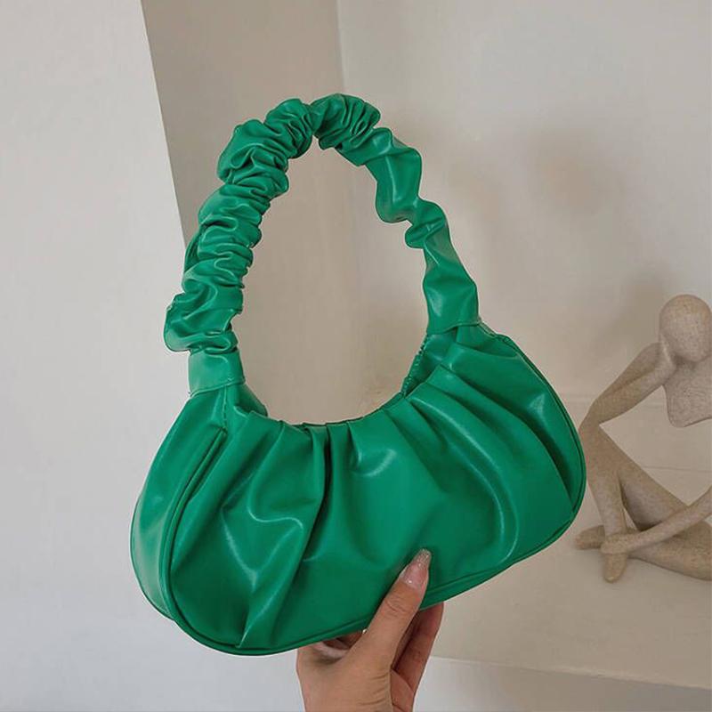 Launch Pleated Shoulder Bags for Women Leather Pu Handbag Cloud Shoulder Small Bag