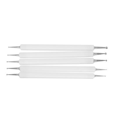 5Pcs Double End Acrylic Rod Round Head Clay Indentation Pen DIY Sculpting Dotting Tool (White)