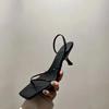 2025 Neue Echtleder Retro Eckige Zehen Pantoletten Mode Hoher Absatz Hausschuhe Damen Damen Sandalen