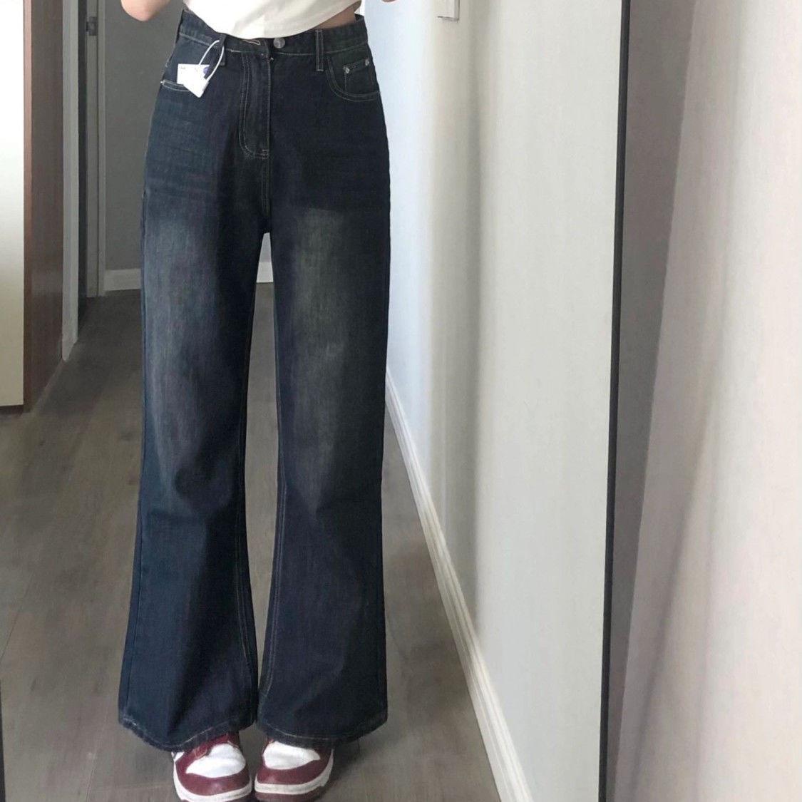 

Джинсы палаццо с высокой посадкой больших размеров для женщин - Осенне-зимние, стройнящие, свободного кроя с микроклешем. 3XL: 145-160 lbs