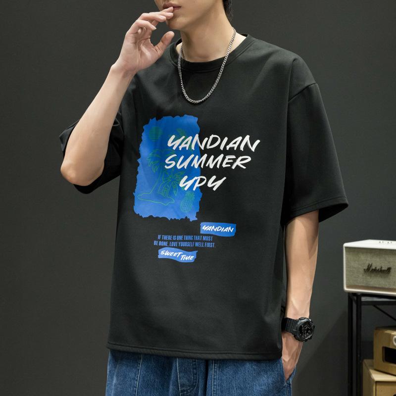 Dm Short Sleeved Men's T-shirt Oversized Printed Round Neck T-shirt Men's Loose and Casual Versatile Clothing
