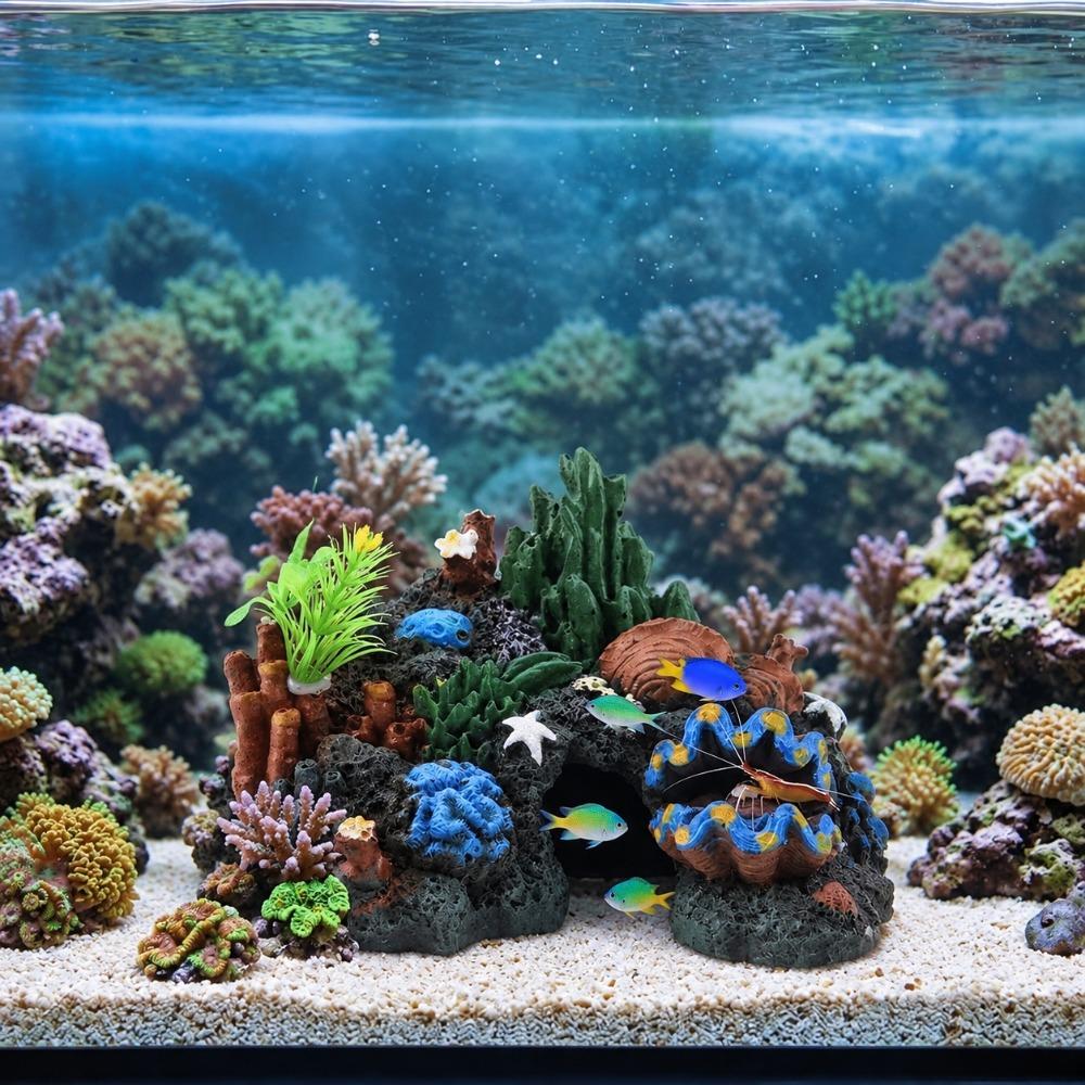 Resin Fish Tank Ornament Ocean Color Artificial Sea Plant Reef Aquarium Landscape Crab Shelter