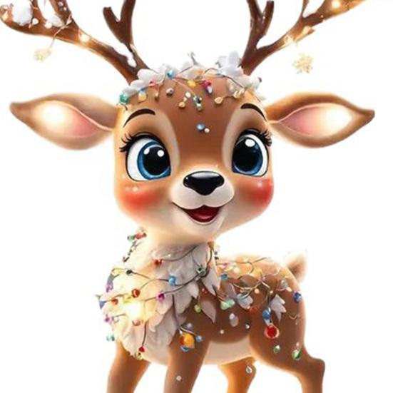 2D Flat Acrylic Elk Pendant Cartoon Deer Car Rearview Mirror Charm Christmas Tree Hanging Decoration for Auto Interior Accessories Holiday Window Wall