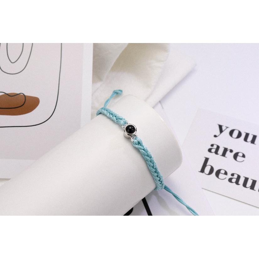EthShine Personalized 925 Silver Circle Photo Bracelet Projection Bracelets Custom Photo Bracelet Couple Memorial Gift Women