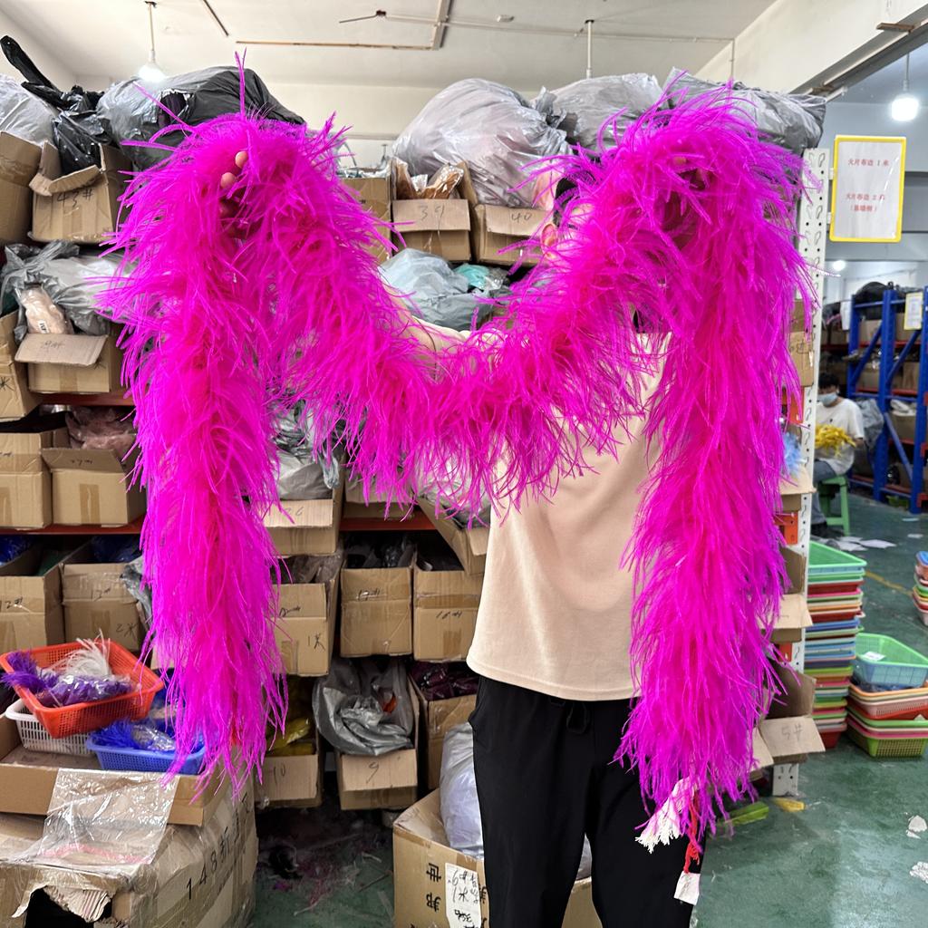 DIY 1/2/3/6/10 Ply Natural White Ostrich Feathers Boa Trim for Craft Wedding Party Festival Clothing Decoration Plumes Shawl 2M