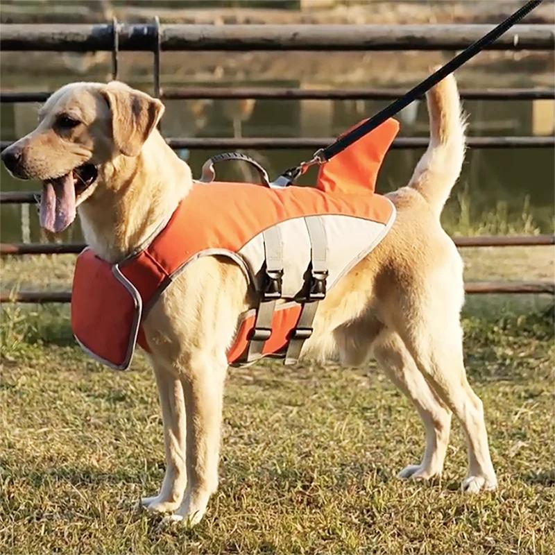 Nouveau Gilet de Sauvetage pour Animaux de Compagnie Forme Aileron de Requin Gilet de Sécurité pour Chien en Été Réglable pour Piscine ou Surf Gilet de Sauvetage pour Chien à la Dérive