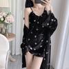 Women's Autumn/Winter Velvet Two-Piece Pajama Set - Butterfly Camisole Nightdress & Robe