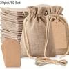 30pcsSet, Premium Burlap Gift Bags with Drawstring and Gift Tags String, 4x6 Inch Reusable Gift Bags, Burlap Bags, Linen Sac