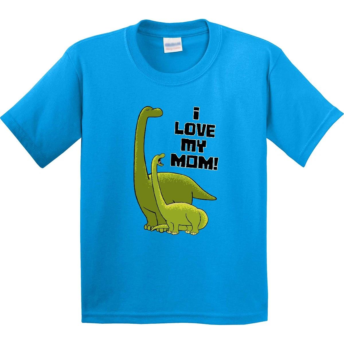 Inktastic I Love My Mom With Baby And Mommy Brontosaurus Youth T-Shirt Mothers 130
