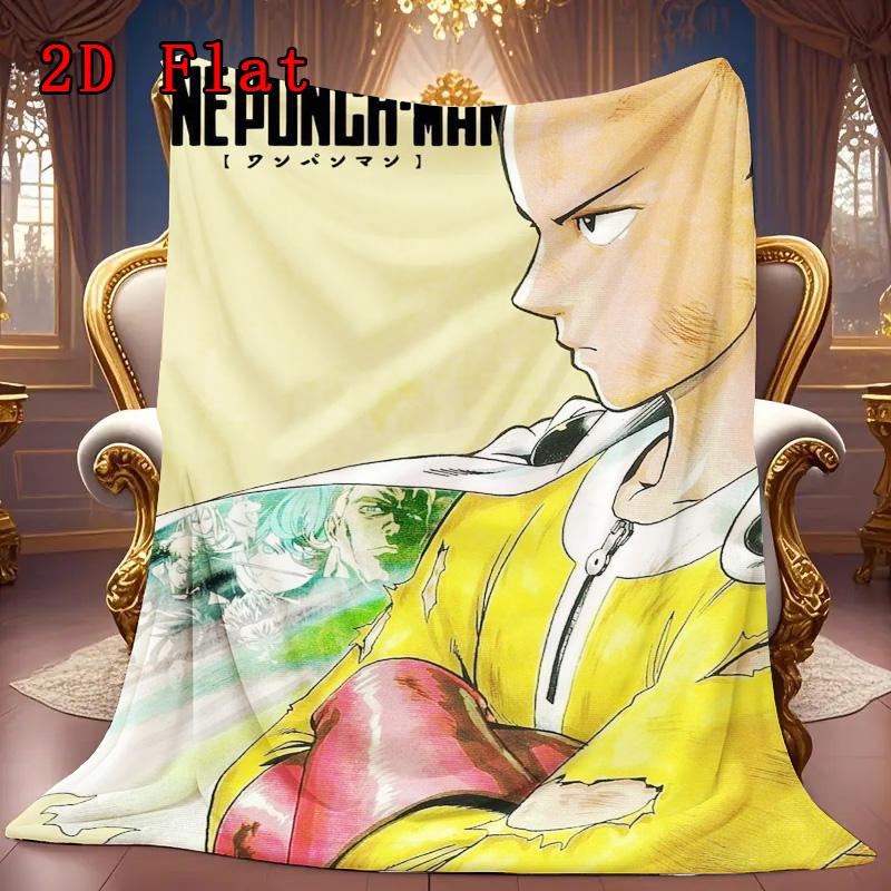 One-Punch Man 2D Flat Pattern Flannel Blanket High Quality All Seasons Warmth and Comfort Perfect for Christmas Gifts.DMT0925501