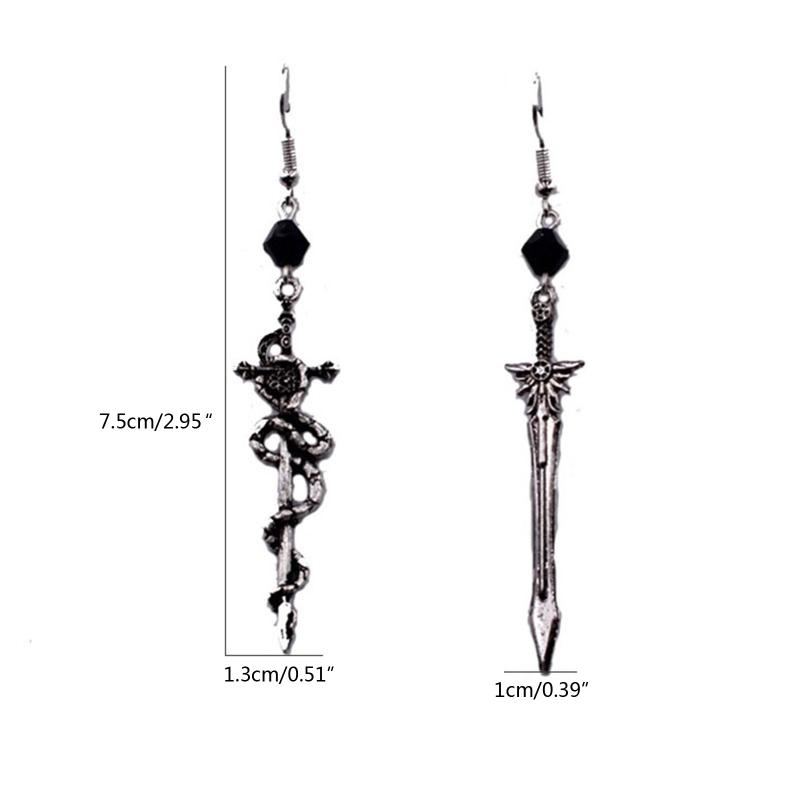 Gothic Sword Earrings Goth Earrings Gift for Women Asymmetrical Sword Dangle Earrings Christmas Halloween Party Ornament