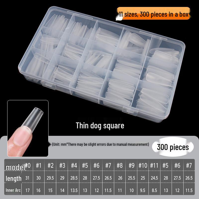 

300-Piece Ultra-Thin Frosted T-Shaped Nail Tips Set for Salon