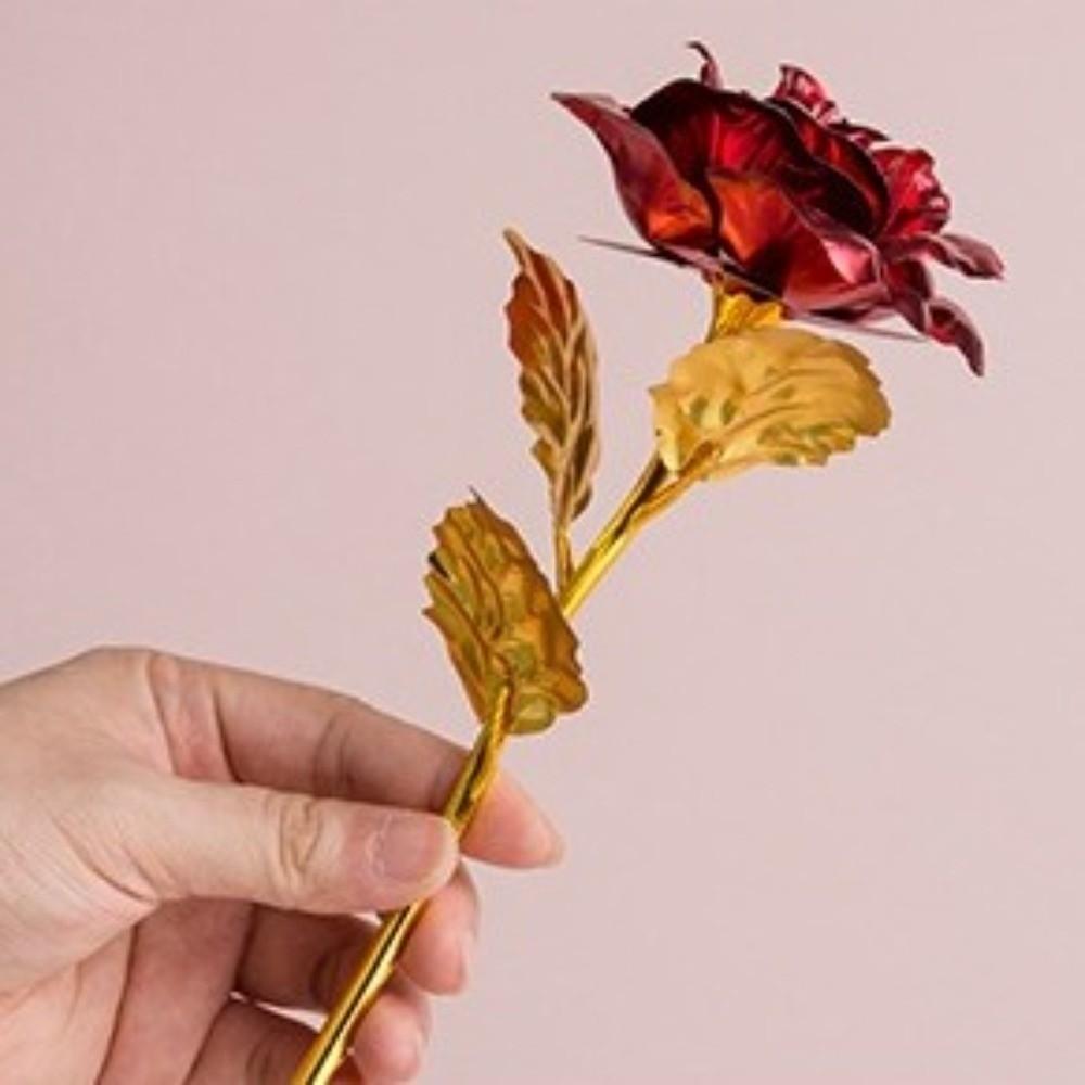 Foil Plated Artificial Rose Flower Long Stem Rose Flower Gift Box  Mother's Day