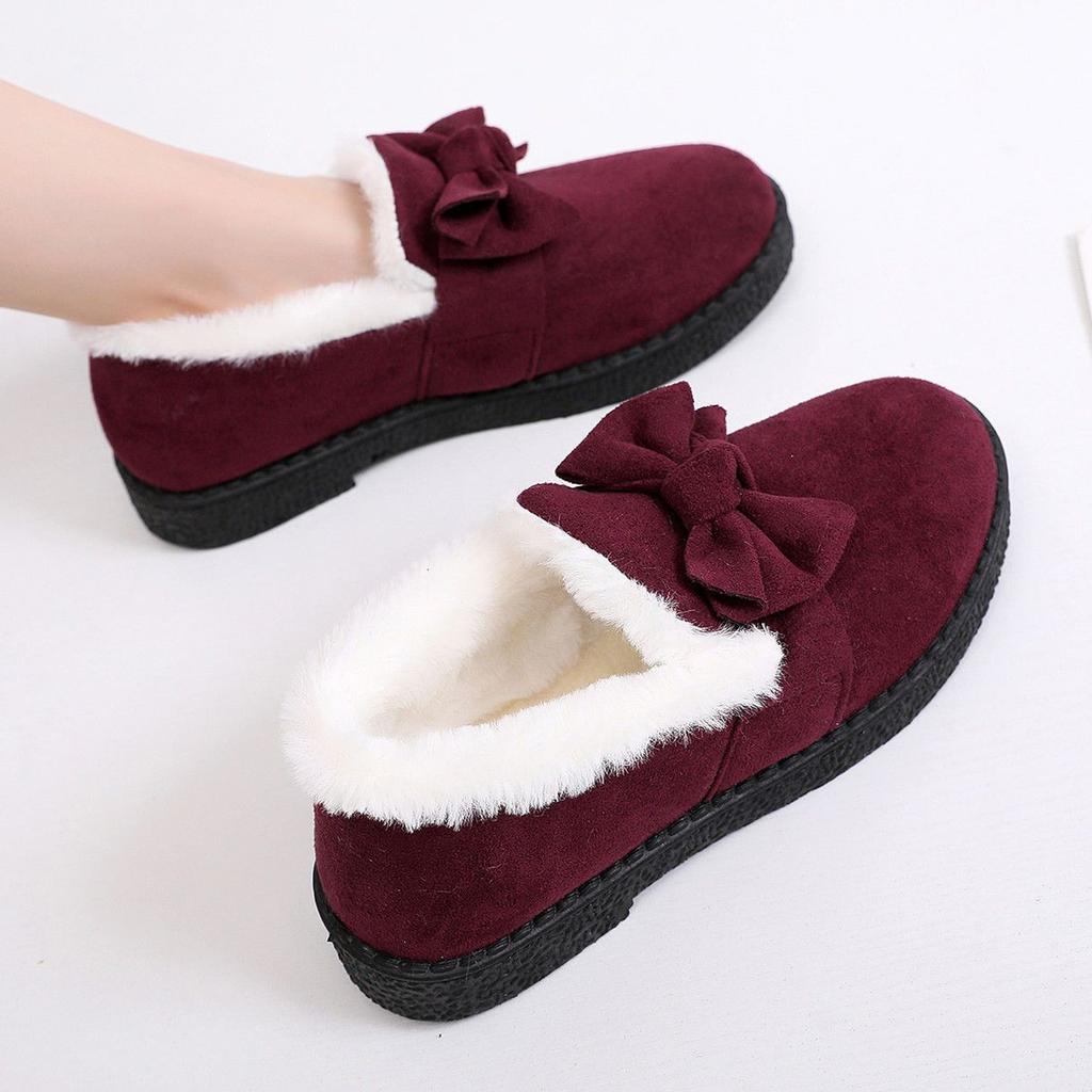 Winter new old north cotton shoes women's velvet thickened warm mother shoes short bow one pedal snow boots