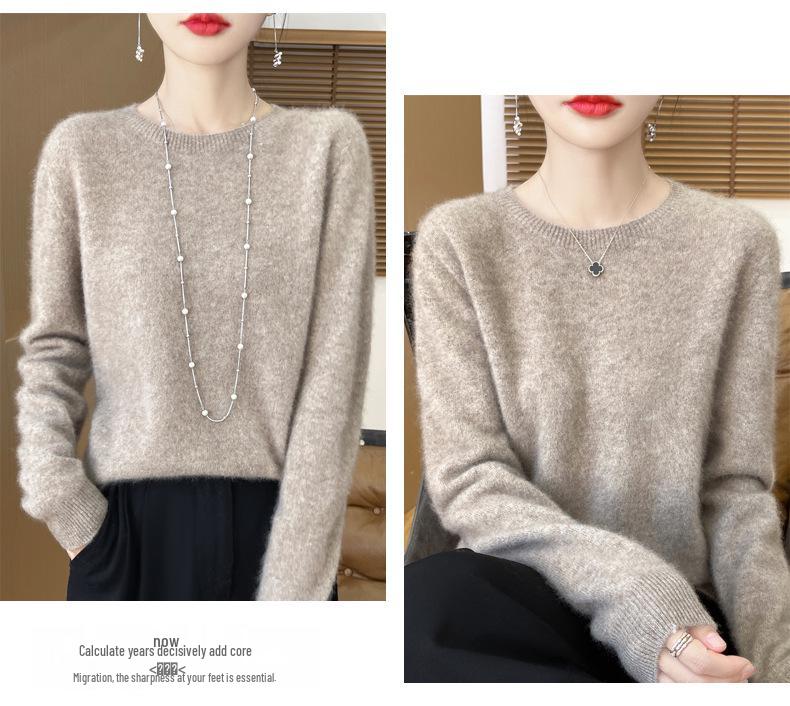 Herbst/Winter 2025 Damen 100% Wolle Nahtloser Rundhals Pullover