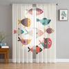 Cartoon Fish Tulle Sheer Window Curtains for Living Room Kitchen Children Bedroom Voile Hanging Curtain