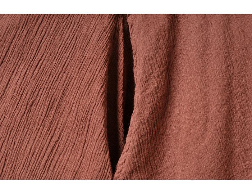 2025 Jaro/Podzim Volné Lněné Dvoudílné Šaty s Dlouhým Rukávem