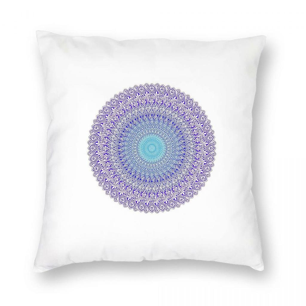 Blau und Lila Mandala Quadratische Kissenhülle Polyester Leinen Samt Kreativ Reißverschluss Dekoration Wurfkissenhülle Zimmer Kissenbezug