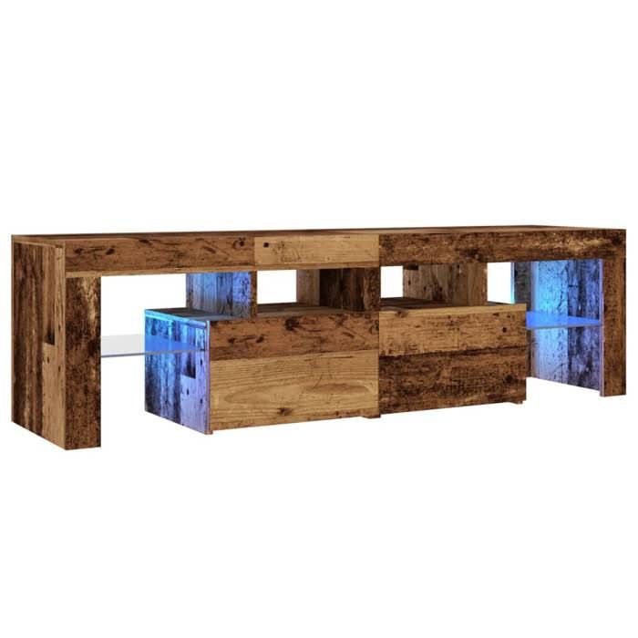 VidaXL TV Cabinet with LED Lights Old Wood Engineered Wood, TV Stand, Media Unit, TV Console, Hi-Fi Cabinet, 856303