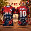 2026 New Panama Flag Graphic Football Jersey For Men Trendy Streetwear Outdoor Sports T Shirt Loose Quick Dry Customizable Tees