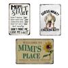 Retro Metal Sign Funny Moms Shit List/Chicken Butt/Welcome To Mimi's Place Poster Sign Vintage Farmhouse Wall Decor for Garden Yard Bar Porch Home