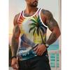 Men's Summer Tropical Sunset Print Tank Top Casual Sleeveless Hawaii Beach Tshirt For Men New In Full Print T Shirts Streetwear