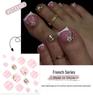 French White Edge Rhinestone Press-On Toenails with Flower Nail Art - Super Sparkly Nail Tips