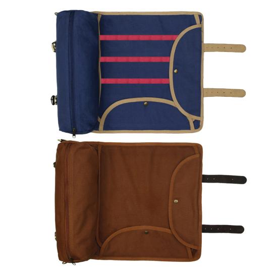 Portable Bartender Bag Travel Canvas Bar Kit Bag Large Capacity Multiple Compartments