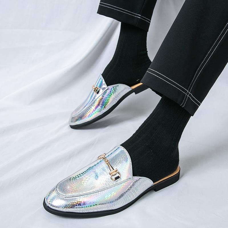 Lyxig Designermärke Herr Läder Halvtofflor Loafers Skor Sommar Andningsbara Herr Casual Skor Mode Tofflor Loafers Tofflor