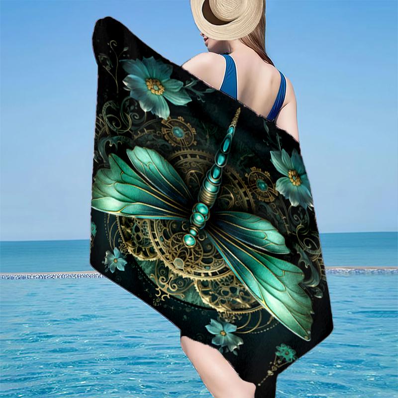 

Stained Glass Dragonfly Garden Beach Towel, Super Soft Microfiber, Gift for Her/Him, Birthday, for Pool, Beach, Travel, Home Decor Fan gifts 70cmx140cm(27x55inch)