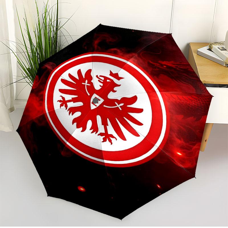 Eintracht Frankfurt Aufdruck Automatischer Öffnungs-Schließ-Regenschirm, Tragbarer Faltregenschirm, für Outdoor-Pendeln Campingausflug, Ideales Geburtstagsgeschenk