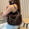 Y2k Fluffy Hobo Bags Portable Armpit Bag Portable PU Handbag  Daily