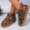 Fashion Leopard Faux Suede Ankle Boots Women Winter Thicken Plush Cotton Padded Snow Boots Thick Sole Non Slip Platform Casual Shoes