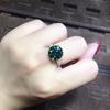 3-Carat Blue-Green Moissanite Open Ring with 8 Hearts & Arrows, PT950 Plating - Women’s Trendy Jewelry.