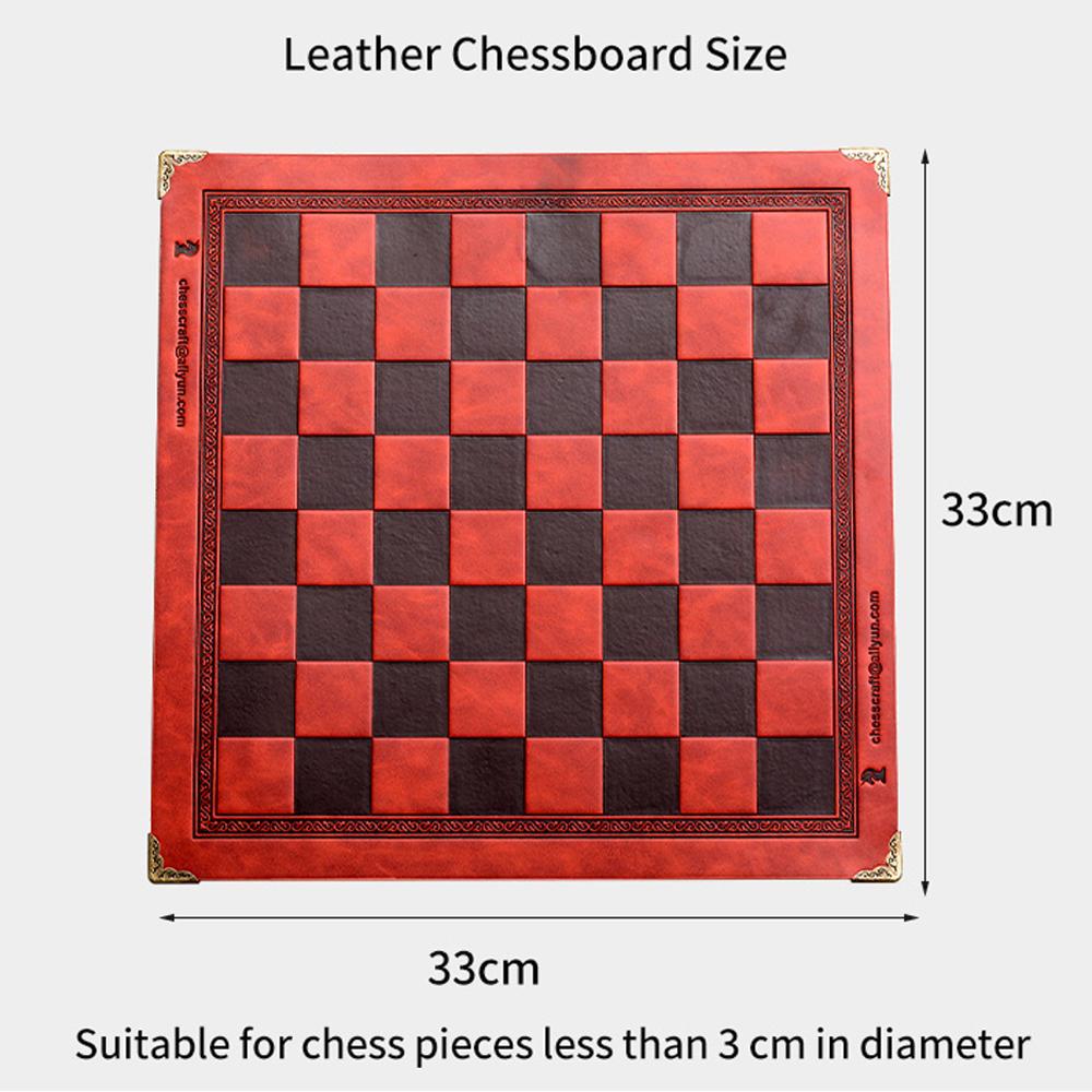 Role Theme Chess Set - Resin Material And Hand-Painted With Embossed Leather Chess Board - 32 Pieces - Ideal Gift Board Game