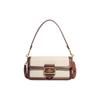 Morgan 27 Metal Logo Buckle Closure Cow Leather with Fabric Hand-held Shoulder Bag Women's Brown